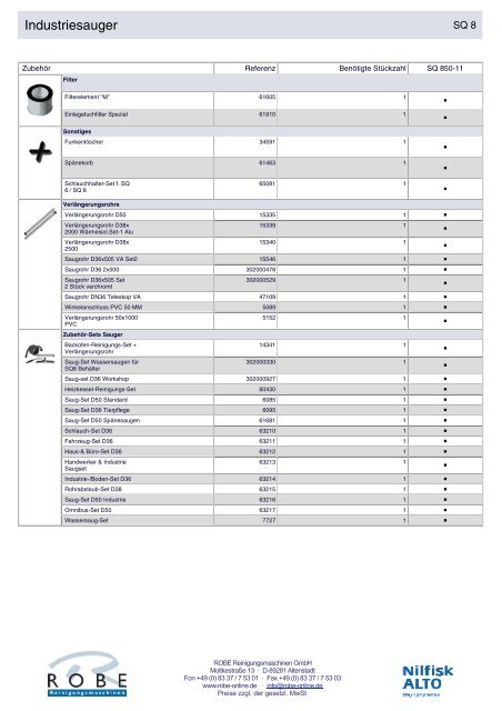 Industriesauger - Robe Reinigungsmaschinen GmbH