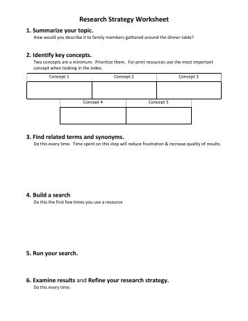 Research Strategy Worksheet