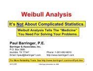 Weibull Analysis Of Failures - Barringer and Associates, Inc.