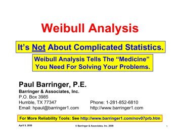 Weibull Analysis Of Failures - Barringer and Associates, Inc.