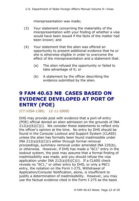 9 FAM 40.63 Misrepresentation; Falsely Claiming Citizenship - Notes