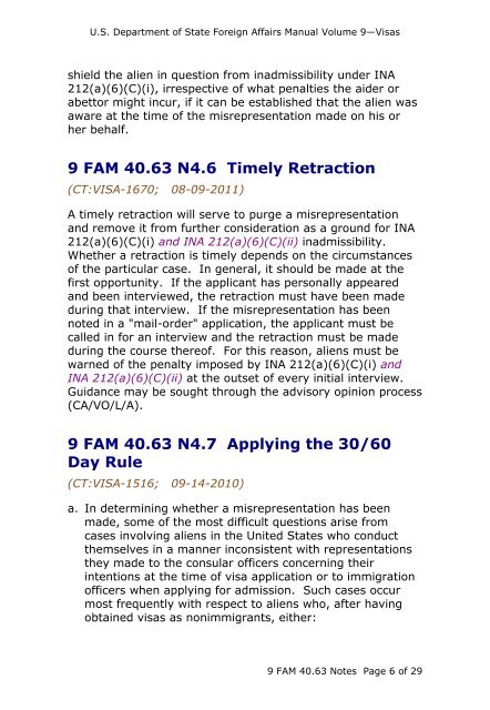 9 FAM 40.63 Misrepresentation; Falsely Claiming Citizenship - Notes