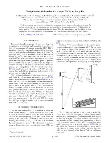 Manipulation and detection of a trapped Yb+ hyperfine qubit