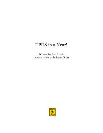 TPRS in a Year - Taalleermethoden