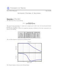University of Trento Automatic Control 2: Solutions Exercise 1 (10 ...