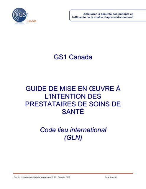 Guide de mise en Åuvre du GLN pour les prestataires des ... - Carenet