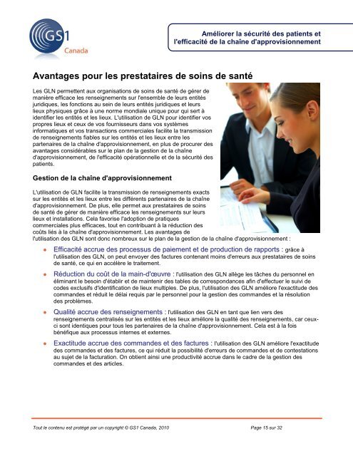 Guide de mise en Åuvre du GLN pour les prestataires des ... - Carenet