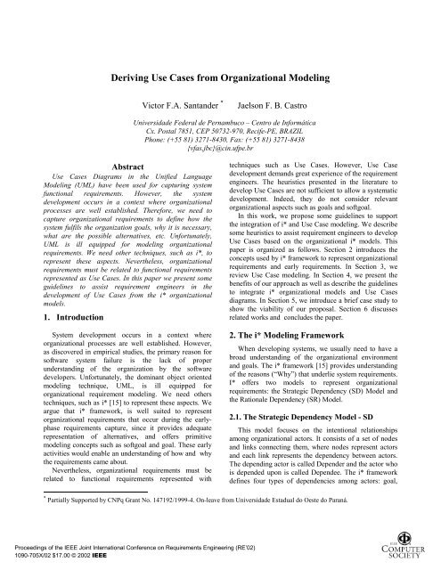 Deriving use cases from organizational modeling - Requirements ...