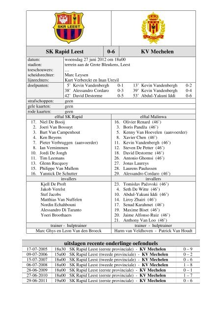 K. Groen-Rood Katelijne 0-8 KV Mechelen - Stamnummer 25