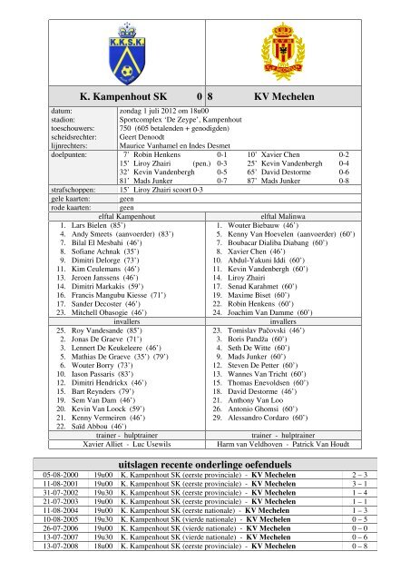 K. Groen-Rood Katelijne 0-8 KV Mechelen - Stamnummer 25
