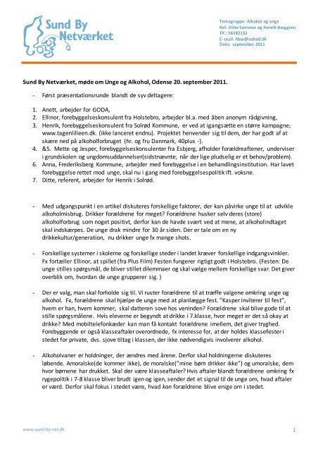 Referat temagruppemÃ¸de alkohol og unge 20.09.11.pdf - Sund By ...