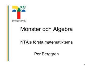 MÃ¶nster och Algebra - Kul Matematik