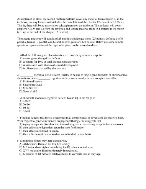 Midterm 2 sample questions