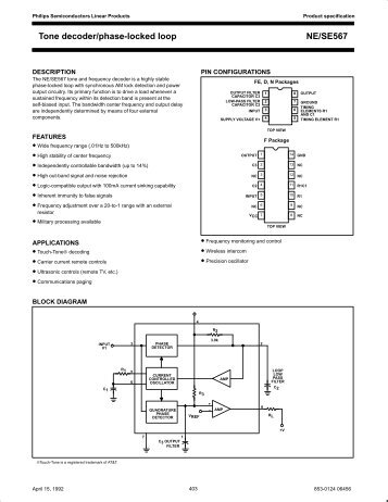 NE/SE567 Tone decoder/phase-locked loop