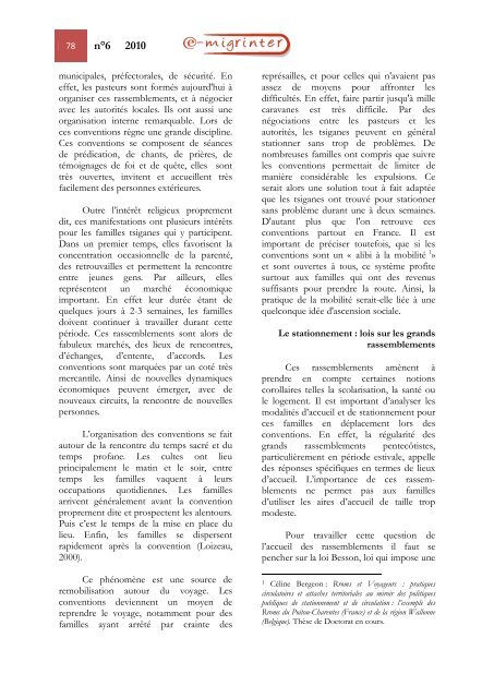 e-migrinter 2010 numÃ©ro 06 - Maison des Sciences de l'Homme et ...