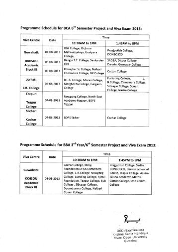 and viva Exam 2013: - krishna kanta handiqui state open university