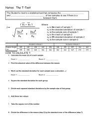 T-test note banks - Biology for Life