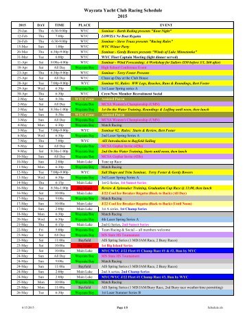 Schedule in PDF - Wayzata Yacht Club