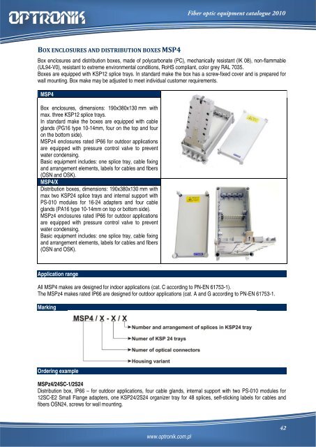 Catalogue of optical equipment Catalogue of ... - Optronik Sp. z o.o.