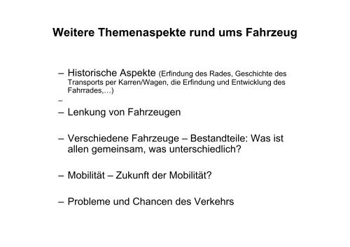 Fahrzeugbau – Didaktische Überlegungen - Universität Kassel