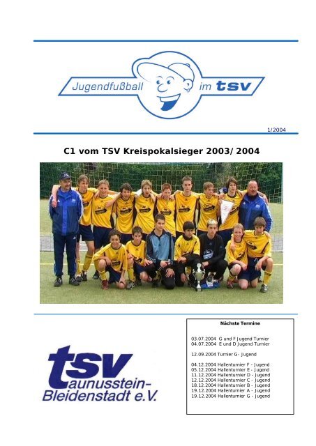 C1 vom TSV Kreispokalsieger 2003/2004 - TSV Bleidenstadt