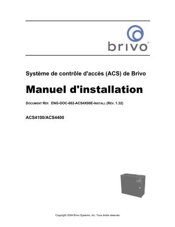 Manuel d'installation - Brivo Systems