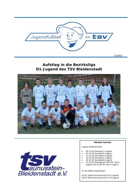 Aufstieg in die Bezirksliga D1-Jugend des TSV Bleidenstadt