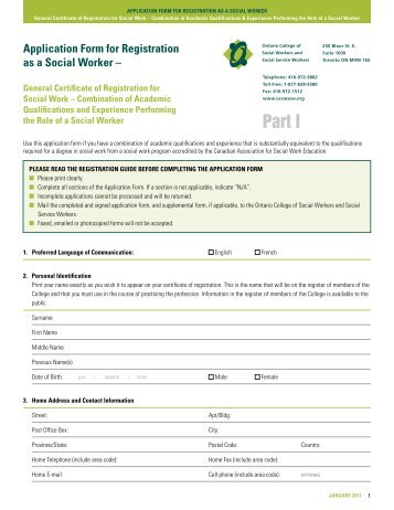 Application Form for Registration as a Social Worker