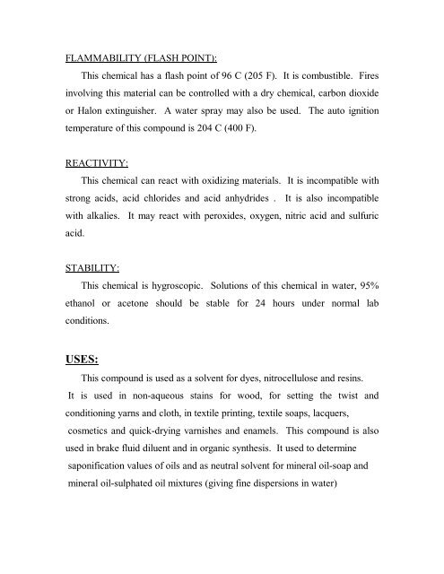 PROPERTIES AND USES OF CARBITOL