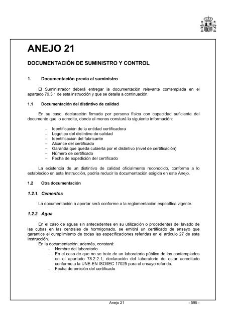 Anejo 21. DocumentaciÃ³n de suministro y control