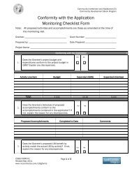 Conformity with the Application Monitoring Checklist Form