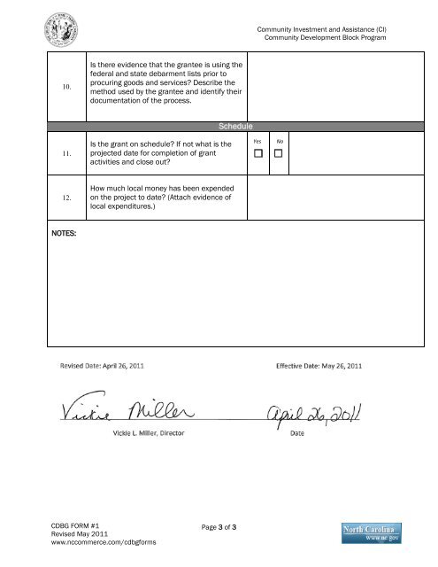 Conformity with the Application Monitoring Checklist Form