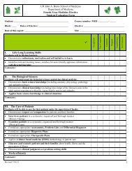 Fourth Year Medicine Elective Student Evaluation Form