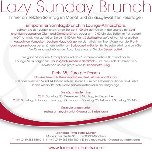 Lazy Sunday Brunch - Leonardo Hotels