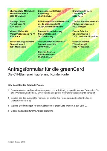 Antragsformular für die greenCard - EC Fischer