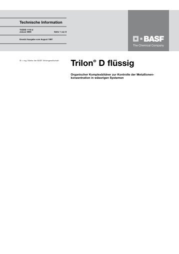 Trilon® D flüssig - the Performance Chemicals division - BASF.com