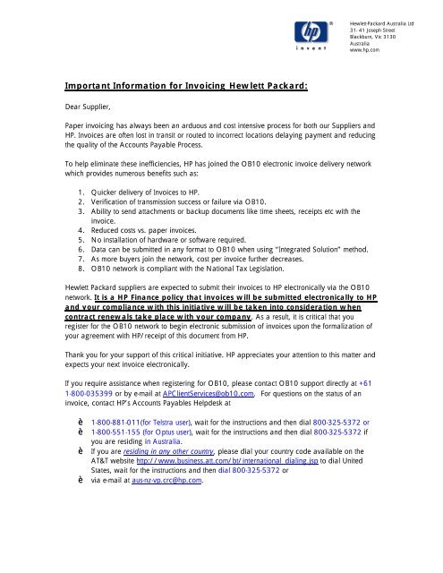 Australia Hp Supplier Portal Hewlett Packard
