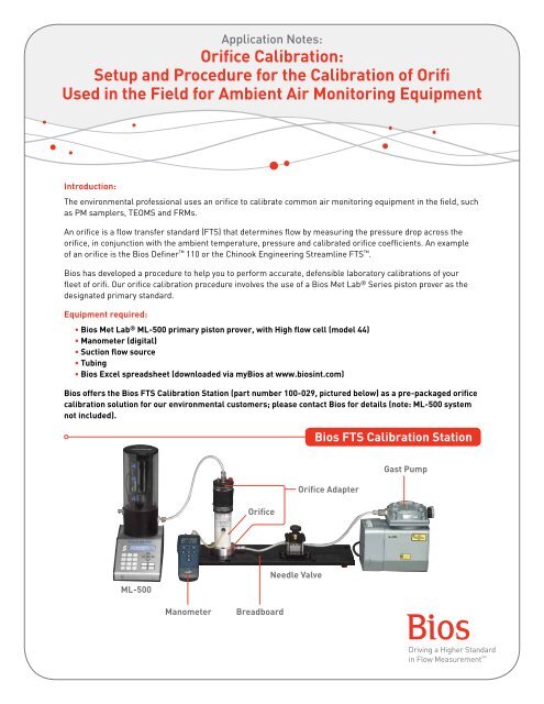 Orifice Calibration: Setup and Procedure for the ... - Mesa Labs