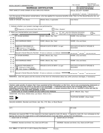 Marriage Certification - Social Security