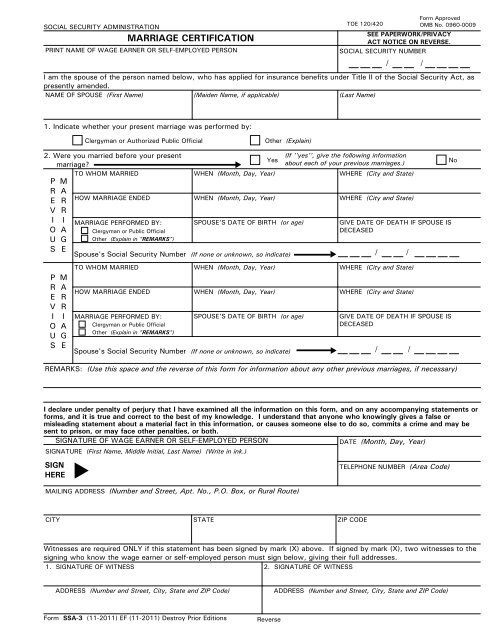 marriage certificate for social security
