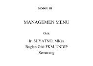 MANAGEMEN MENU - Suyatno, Ir., MKes - Undip