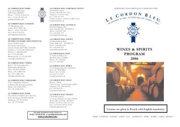 WINES & SPIRITS PROGRAM 2006 - Le Cordon Bleu