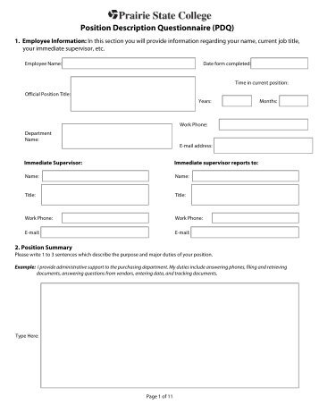 Position Description Questionnaire (PDQ) - Prairie State College