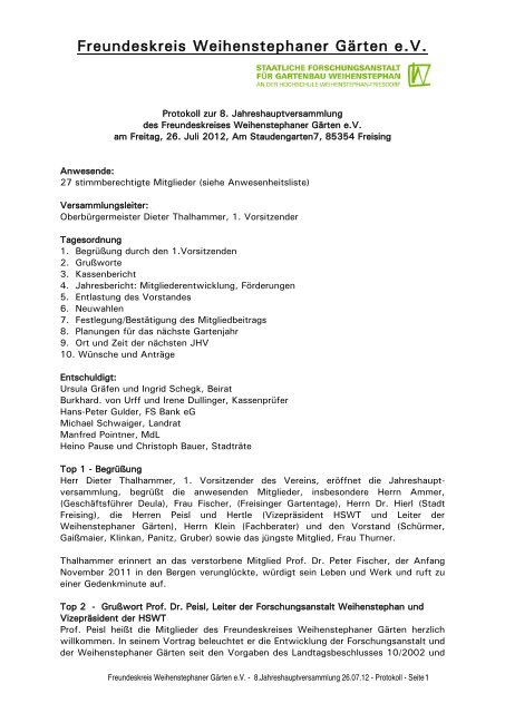 Protokoll Freundeskreis Weihenstephaner Garten E V