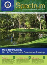 Mahidol University No.1 in Thailand in the GreenMetric Rankings