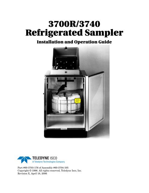 3700R/3740 Refrigerated Sampler - Isco