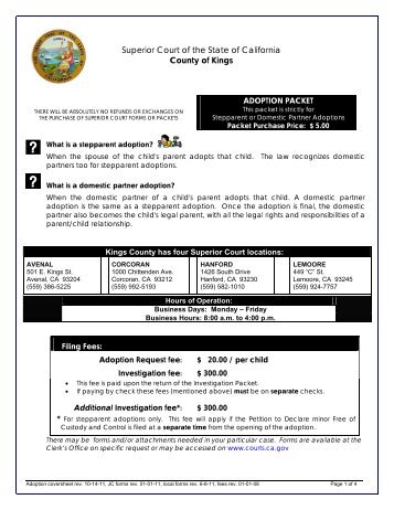 Adoption Packet Cover Sheet - Kings County Superior Court - State ...