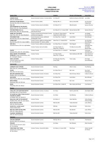 Lydia Lewis CV 07.11.13.xlsx - Wizzo & Co