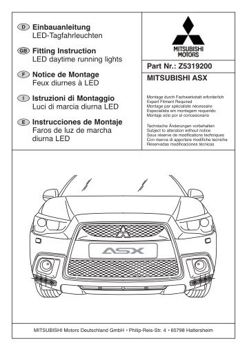 Part Nr.: Z5319200 Einbauanleitung LED-Tagfahrleuchten Fitting ...