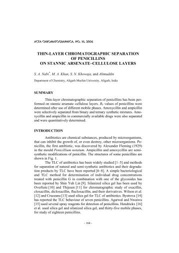 thin layer chromatographic separation of penicillins on stannic